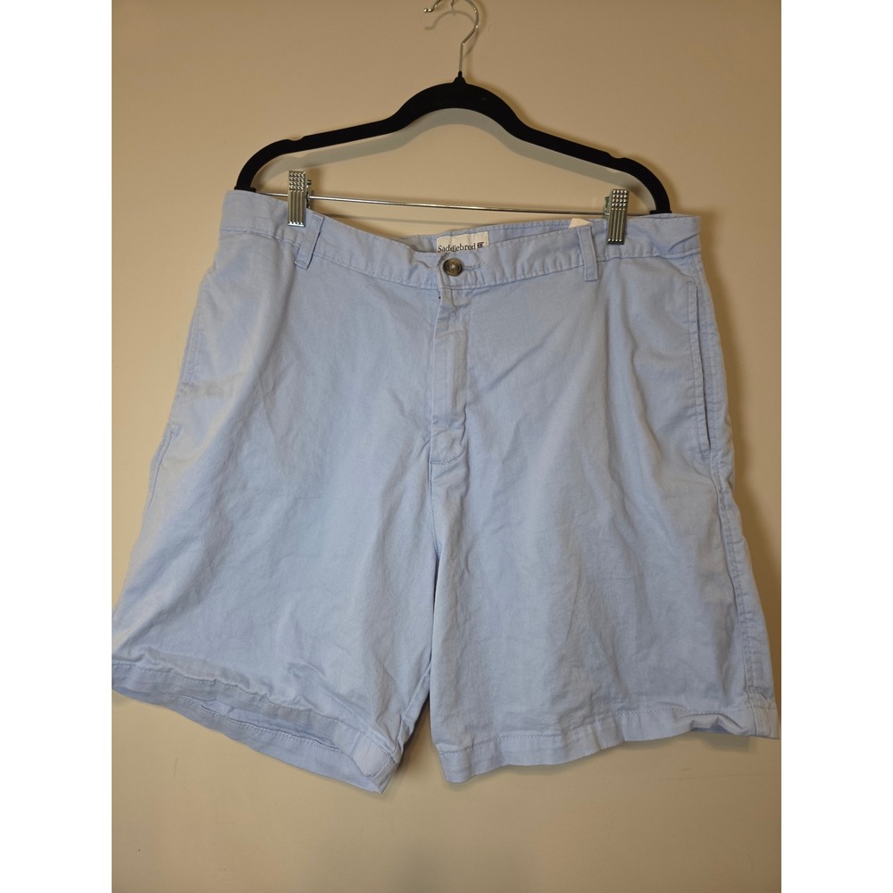 Saddlebred Mens 38W Chino Shorts Light Blue Flat Front Cotton Twill Casual 38